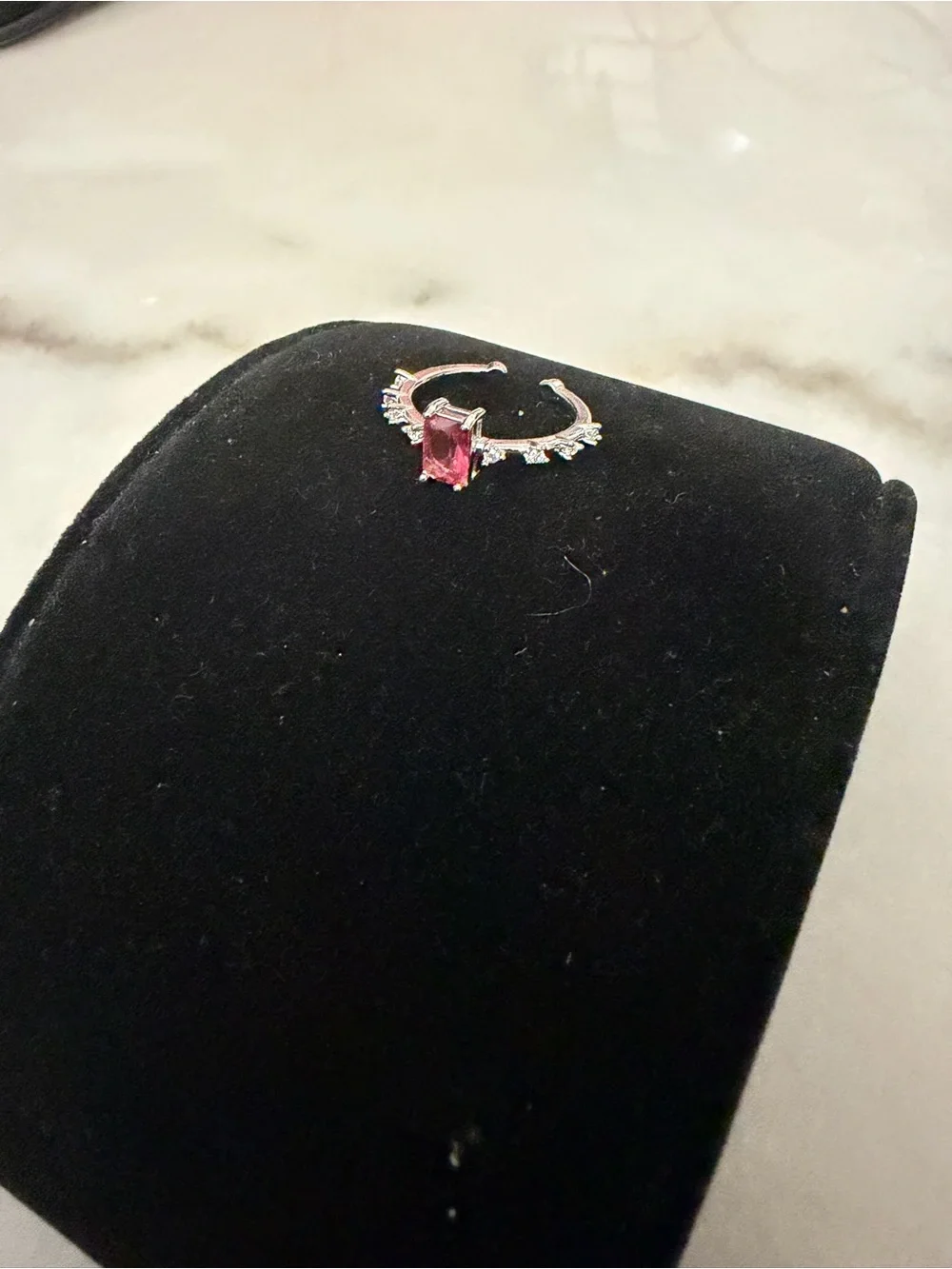 Elegant Pink Gemstone Silver Ring with Accent Stones